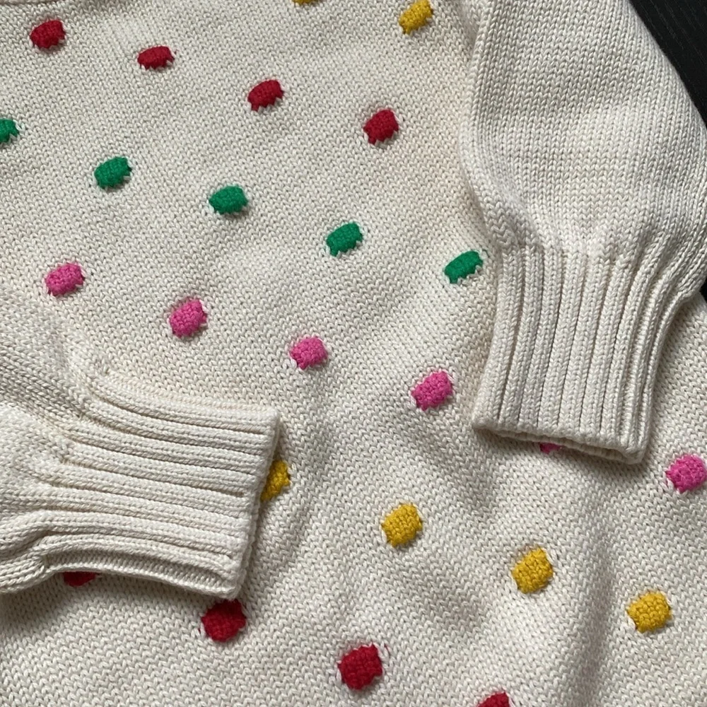 NWT Baby Gap Kids Cream Rainbow Pom-Pom Knit Sweater Dress Size 3T